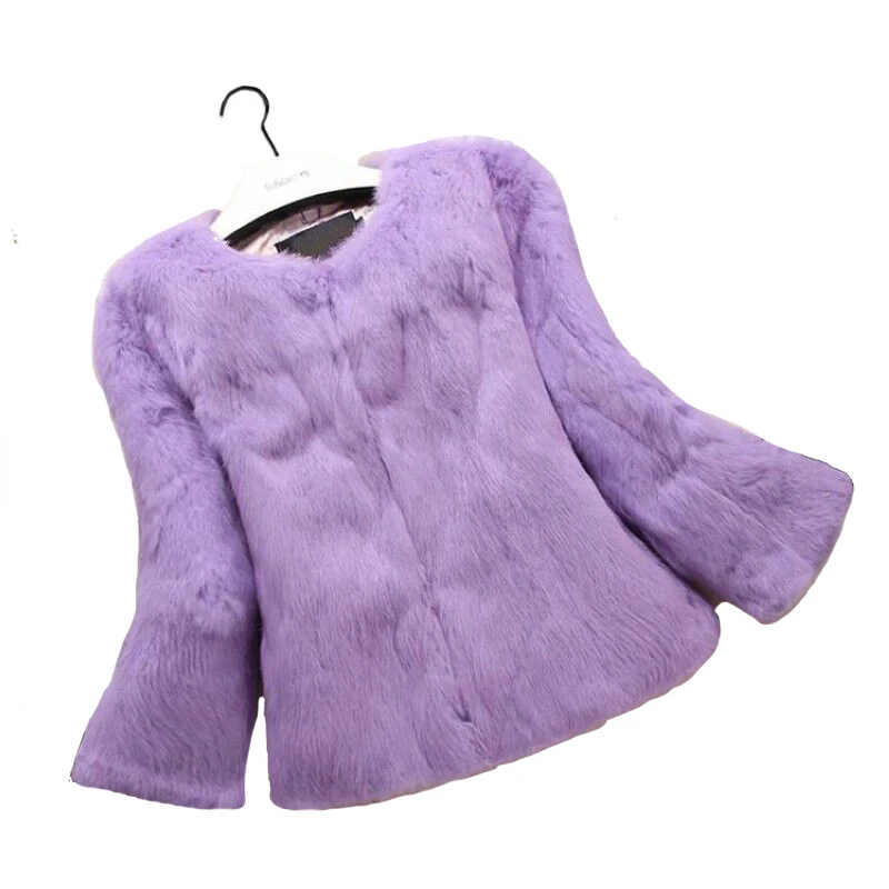 

Lady Whole-skin Real Rabbit Fur Jacket Spring Autumn Women Short Outerwear Coats Lady Garment VK1498