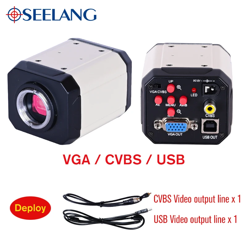 HD triple-lens biological microscope with 2500X magnification, equipped with USB/HDMI/VGA/CVBS CCD camera + 8-inch LCD