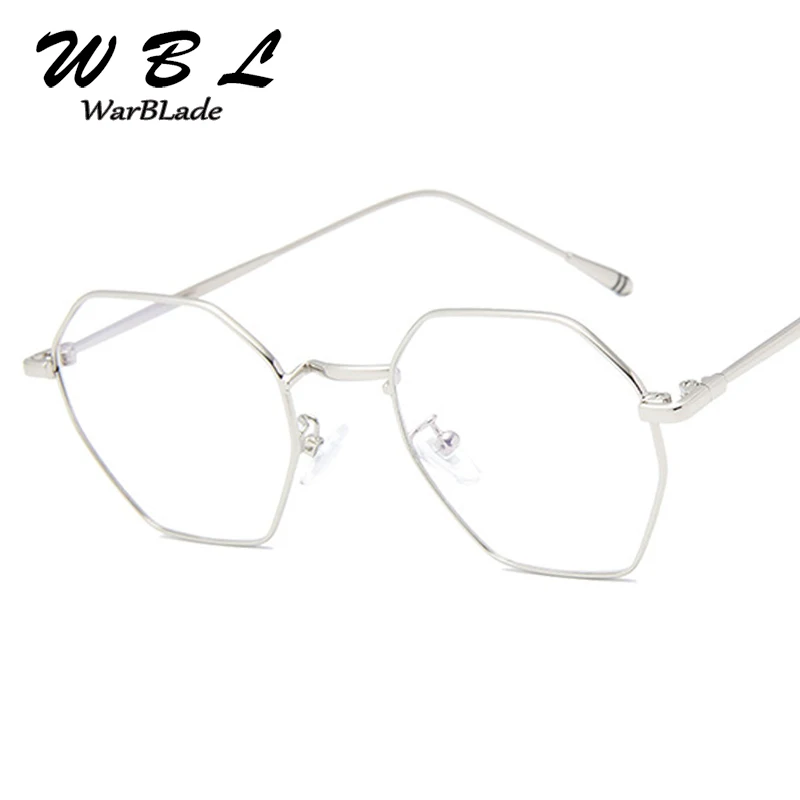 WarBLade Mens Clear Glass Shades Vintage 2018 Hexagon glasses Women Luxury Design Metal Eyewear Female Retro