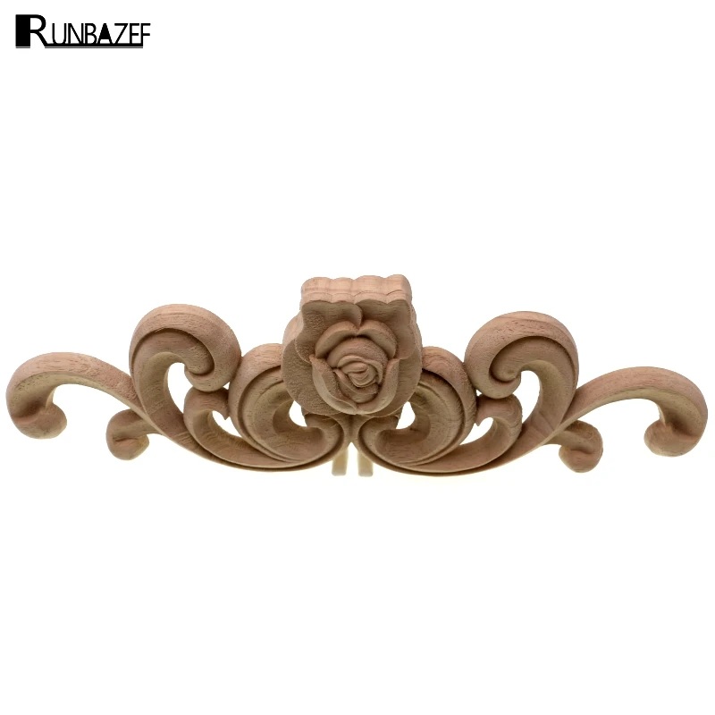 RUNBAZEF Retro Escultura Em Madeira Canto Do Decalque Applique Moldura Da Porta Decorar Parede Figuras Decorativas Miniatura