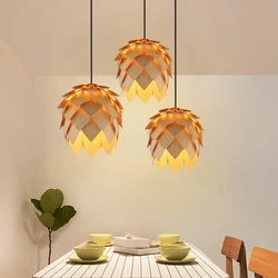 Lampe Suspendue en Forme de Cône en Chêne Enrichi, Puzzle Intelligent Fait à la Main, pour Restaurant, Chambre à Coucher et Bar, 73 Appareils