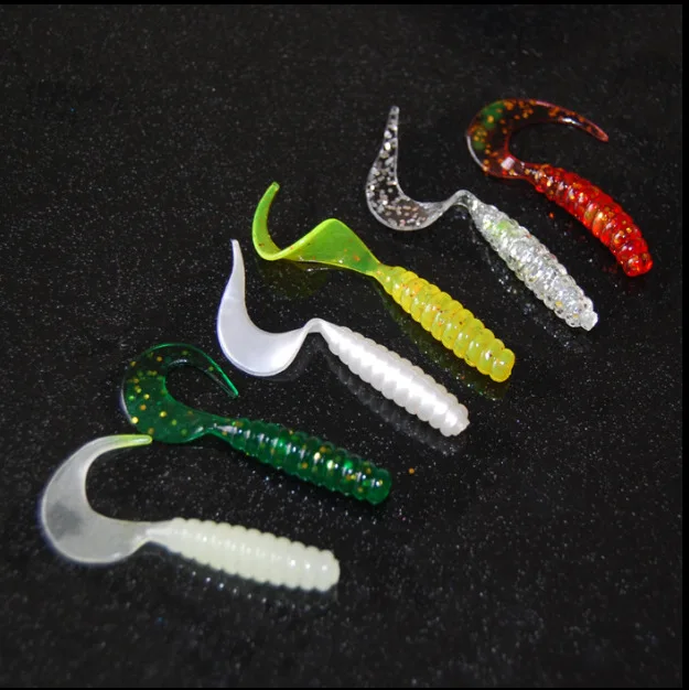 Fishing Single Tail Soft Lure Bait Worm Silica Gel For Texas Rig 5cm/6cm/8cm 10-20 Pieces Bag