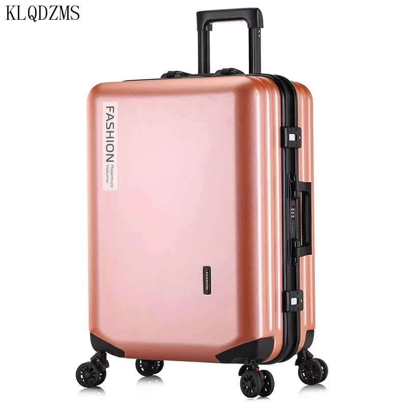 

KLQDZMS High Quality Luggage ABS+PC Boarding Box 20"22"24"26 Inch Business Trolley Case Universal Wheel Rolling Suitcase