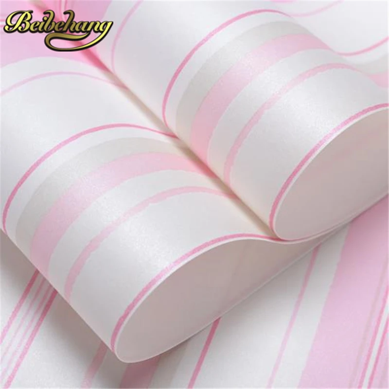 beibehang Boys girls papel de parede 3d wallpaper roll non-woven wall paper kids classic stripe wallpaper for living room mural