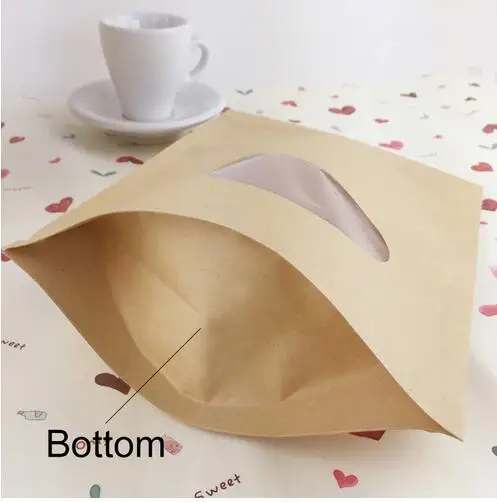 Free Shipping White Paper Seal Bag Frost window Stand up Dried Food Snack Tea packing Ziplock Kraft Bags 100pcs/lot