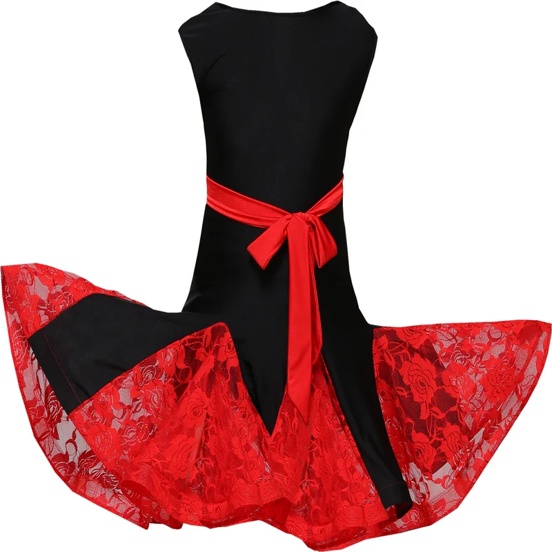 Disfraz de baile latino para niñas, vestido de encaje sin mangas para práctica de baile flamenco, D-0277, 5 uds.