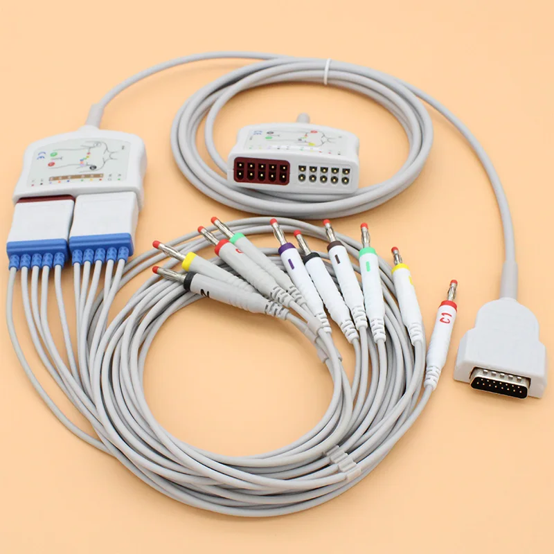 

DB15P 10LEADS ECG EKG VS yoke trunk cable and leadwire for GE-Marquette monitor,AHA OR IEC.