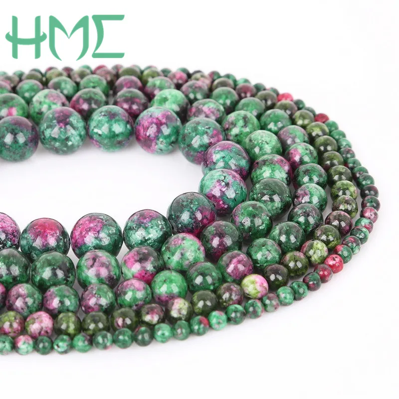 Cheap 4 6 8 10 12mm Epidote Zoisite Red Green Faceted Gem Natural Stone Beads for DIY Bracelet Necklace Earrings Jewelry Making