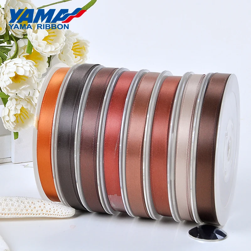 YAMA Doppio Viso Nastro di Raso 50 57 63 75 89 100 millimetri 100 yards/lotto di Colore Marrone Scuro per il Partito decorazione di cerimonia