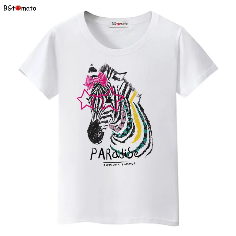 

New Arrive Fashion zebra printing t-shirt Super cool summer trendy tshirt women Good quality casual shirts