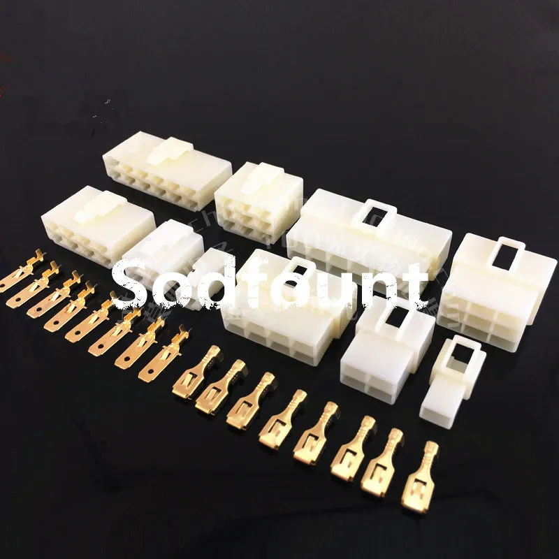 10 set 6.3mm connector 1P/2P/3P/4P/6P/8P/9P/12P pin Electrical 6.3 Connector Kits Male Female socket plug for Motorcycle Car