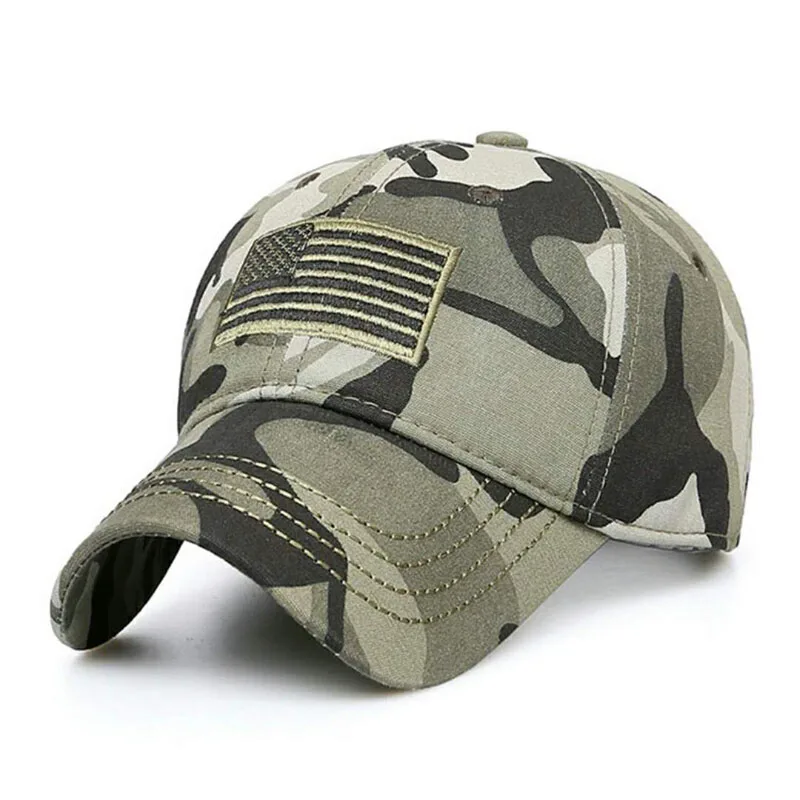 Casual Tactical Baseball Cap Male Men Summer Army Caps  Hat Adjustable Green Miltary Snapback Camouflage USA Flag