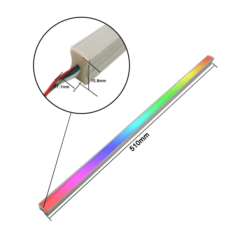 Drążek LED LED DC 12V 50cm pikseli sztywny pasek ws2811 IC pilot cyfrowy kolor marzeń adresowalne pod światła do szafki