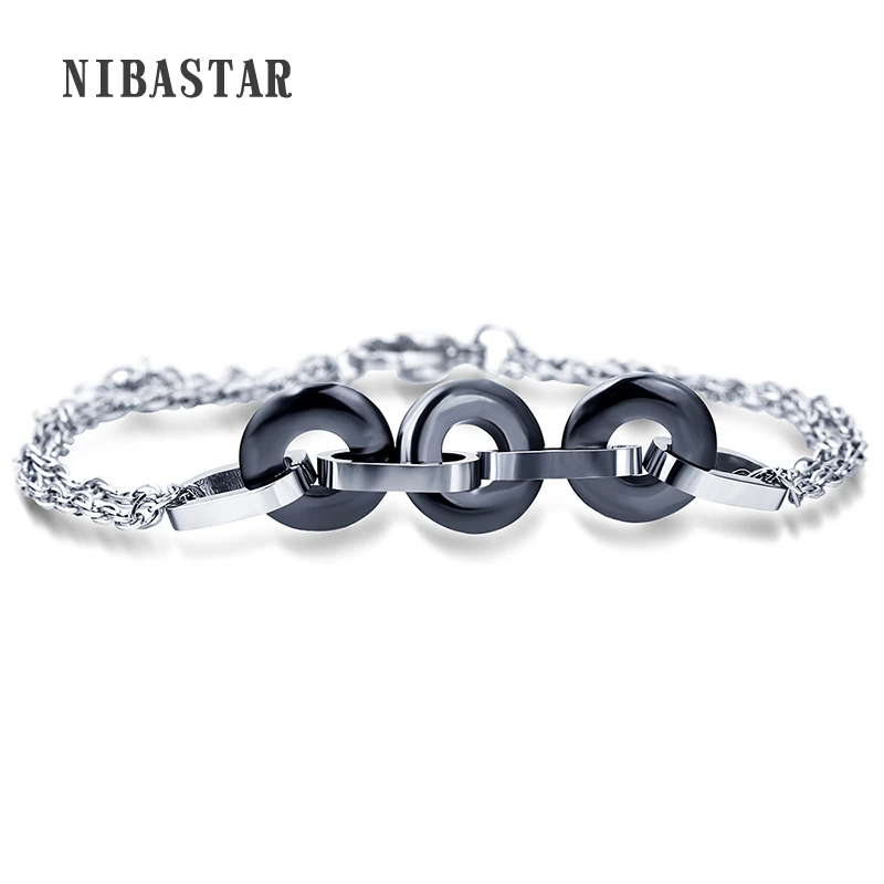 Fashion Black /White Ceramic Charm Bracelets For Women Circle Round Bracelets & Bangles Pulseras Jewelry Accessories