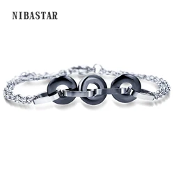 Fashion Black /White Ceramic Charm Bracelets For Women Circle Round Bracelets & Bangles Pulseras Jewelry Accessories