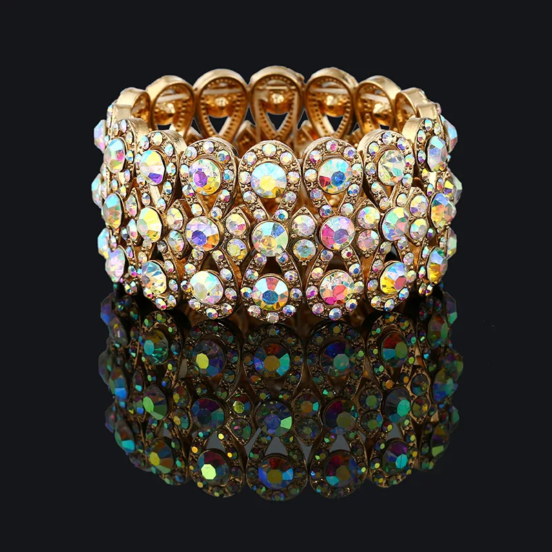 DIEZI Vintage Luxury Fashion Gold Color Arm Wide jewelry Men Metal Crystal Wedding Bangles Women Bracelets & Bangles Men Jewelry