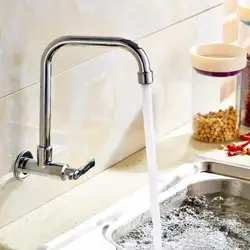 Wall Mount Single cold tap 360 Rotating Swivel 1 hole Basin Sink Faucet Single Handle Cold Kitchen Faucet