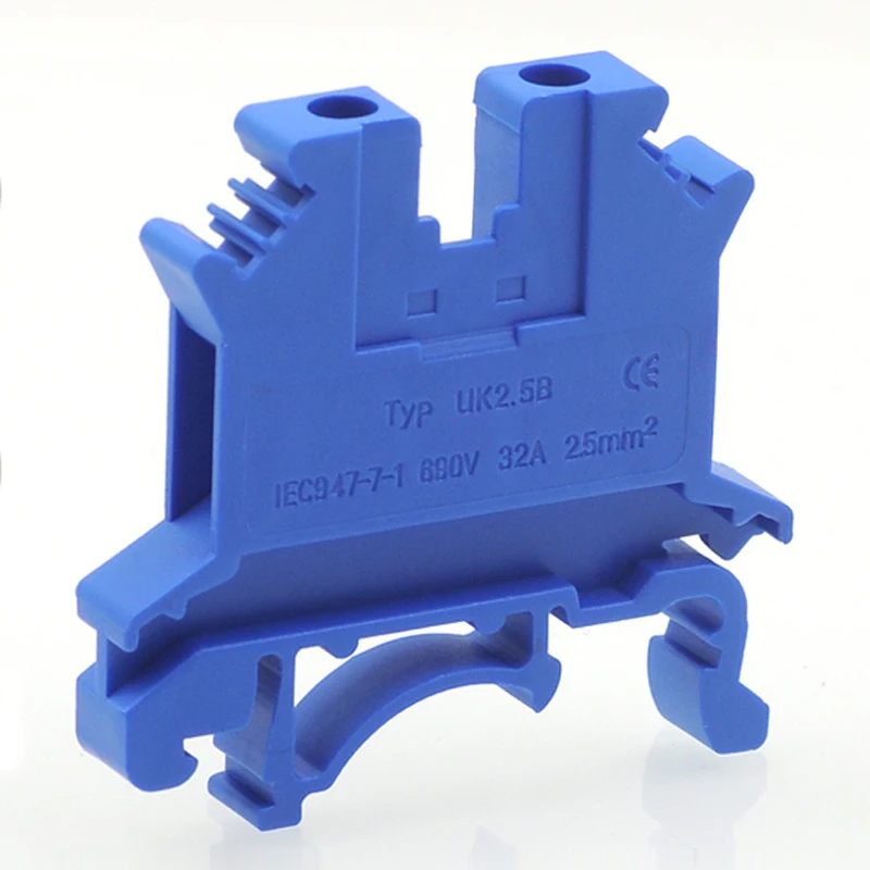 50Pcs Blue UK-2.5B Din Rail Universal Terminal Block Screw Type Wire Cable Electrical Terminal Block Connector Brass 32A