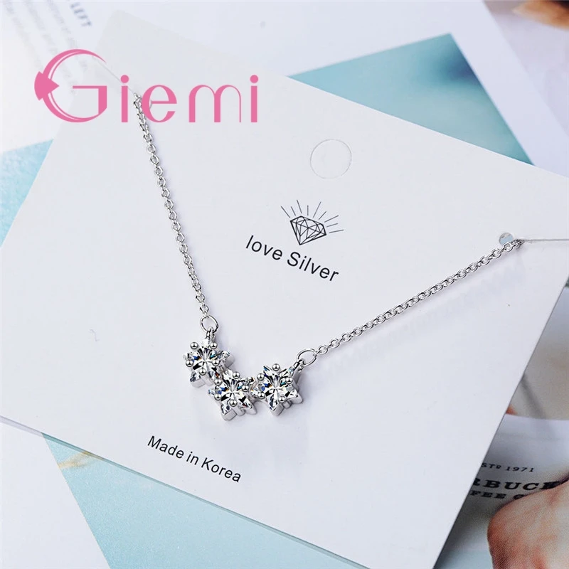 New Arrival Genuine 925 Sterling Silver Super Shinning Star Shape Cubic Zirconia Pendant Necklace For Women Ladies Jewelry Gift