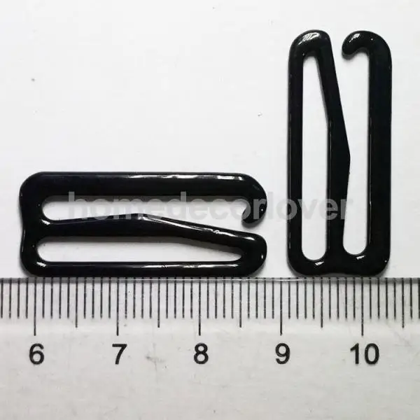 100/lot 8mm/10mm/15mm/20mm/25mm Black Bra Adjuster Metal Slider Hook Ring for Bikini Lingerie