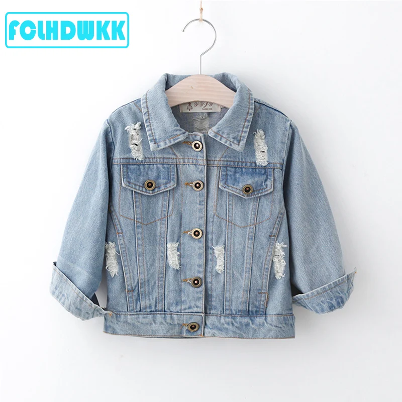 2020 Spring Summer Girls Jeans  Jackets Kids Coats Outerwear Embroidered Long Sleeve Button Denim Jackets For Girls Clothes 2-8