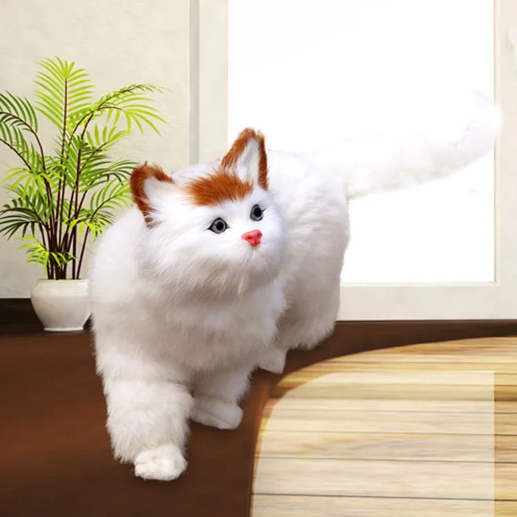 big new simulation cat toy polyethylene & furs standing cat doll gift about 30x23x14cm 2348