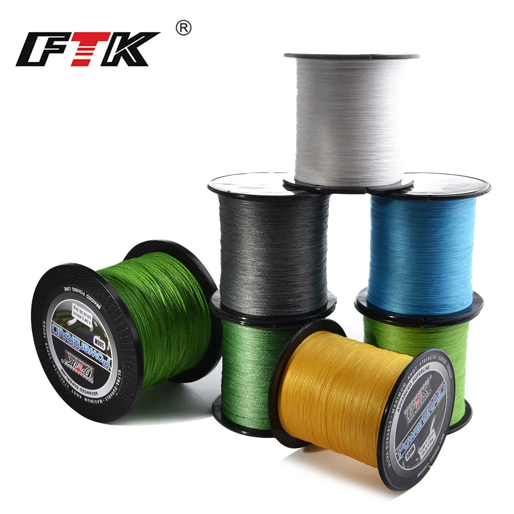 FTK 500M 4 Strands Braided Fishing Line 0.10mm-0.40mm 0.4-6.0# 8LB-60LB Multifilament PE Fishing Line