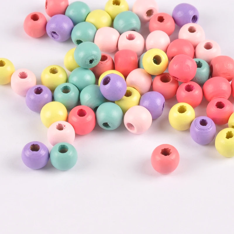 10mm 50pcs Mixed Color Wooden Ball Beads,Round Spacer Beads Fit  DIY Jewelry Making MT2093X