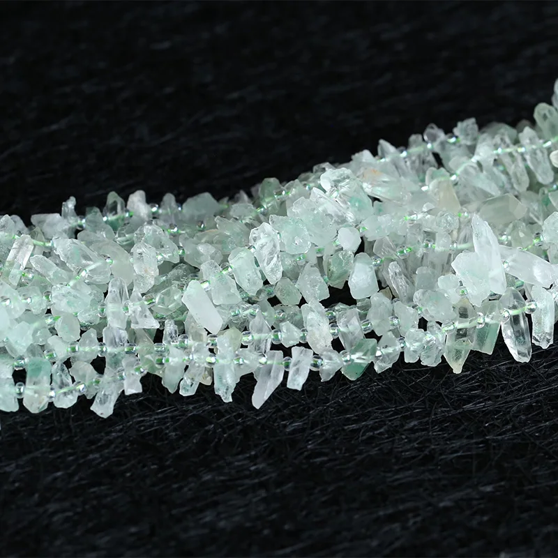 Natural Genuine Clear Green Mountain Fvchsite Phanton Quartz Raw Mineral Rough Matte Spike Beads 15