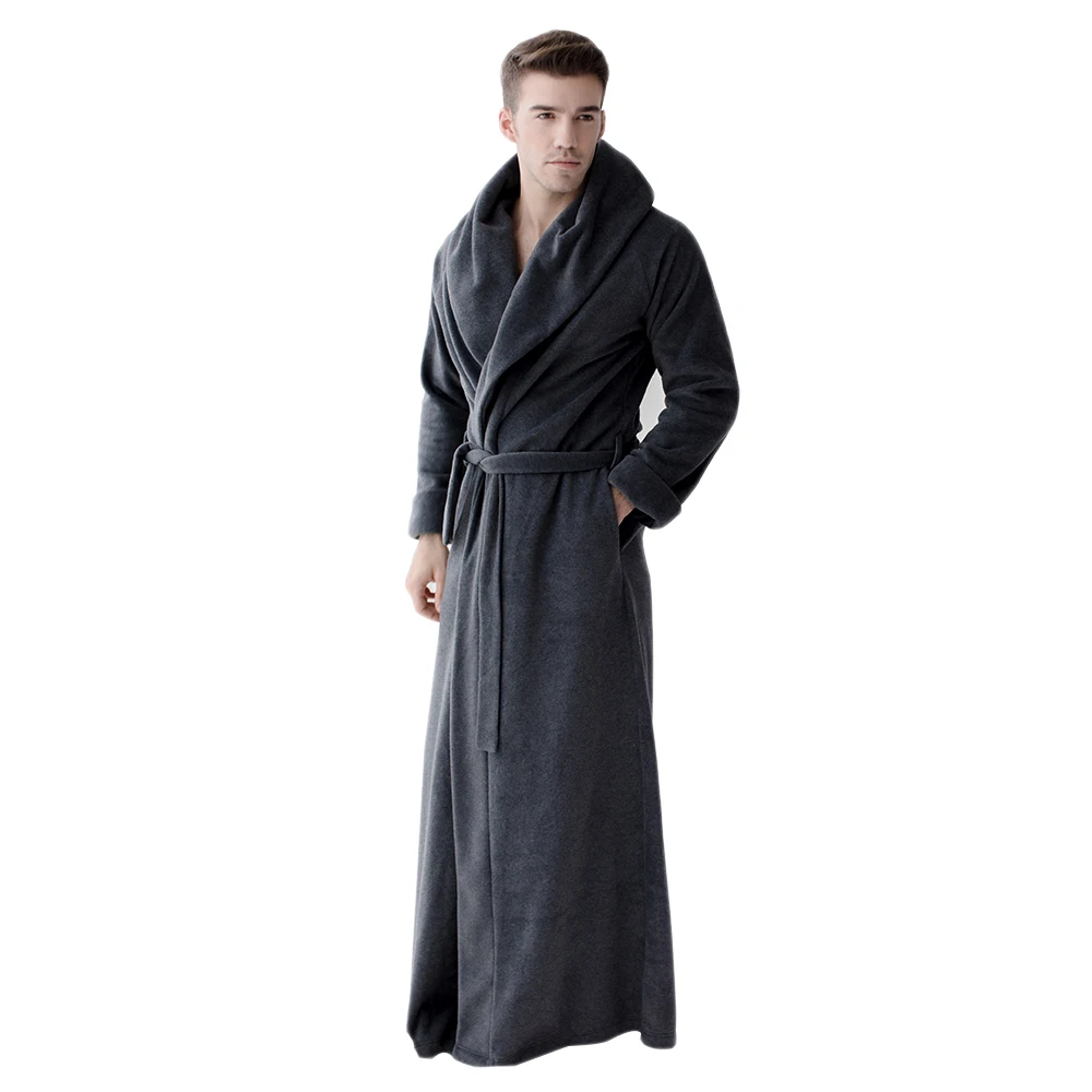 Men\'s and Women\'s Long Robes Microfiber Fleece Floor Length Plus Size Bathrobes Sleepwear Loungewear Full Length Gown Pajamas