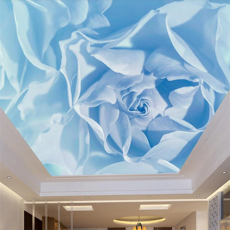 

wellyu Dream blue rose ceiling living room bedroom mural custom large mural wallpaper papel de parede para quarto mural