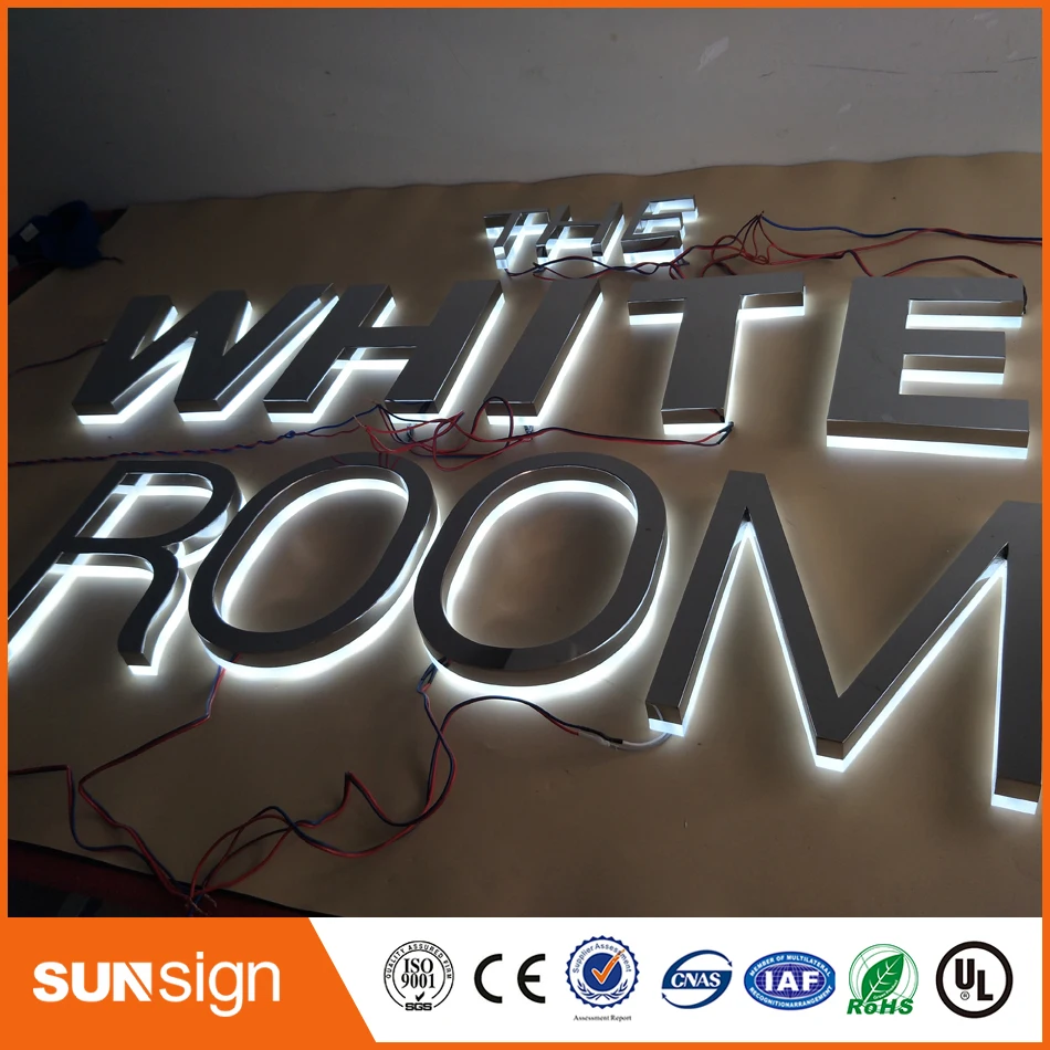 factory customized outlet outdoor stainless steel backlit led letter sign