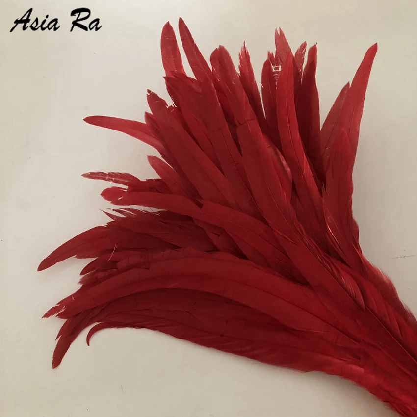 50-500 pz 30-35CM 12-14 pollici rosso tinto sciolto gallo Coque coda piume pollo piuma gallo Plumes decorazioni per feste di matrimonio