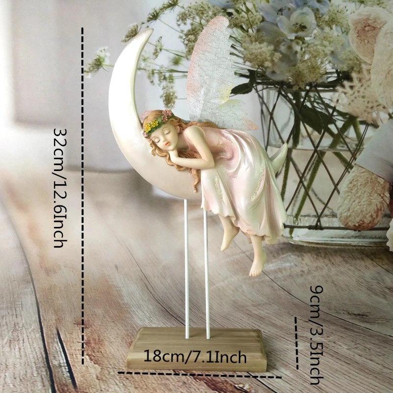 Vilead 32cm Resin Flower Fairy Garden Beauty Angel Figurines Home Decoration Accessories Bedroom Children Birthday Wedding Gifts