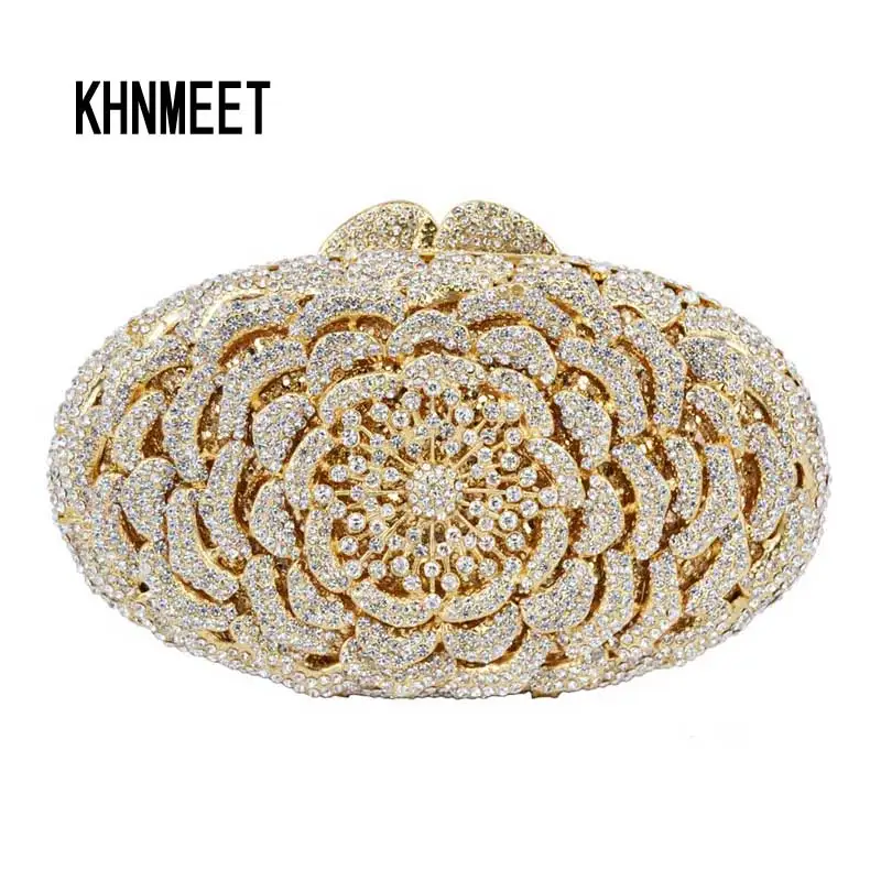 

Gold Luxury diamond crystal evening bags silver ladies party purse bags prom clutch bag women wedding bag soiree pochette SC119