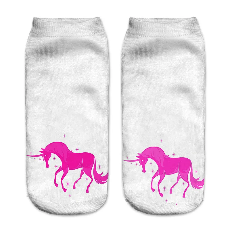 SLMVIAN Unicorn Print 3D Socks Women Kawaii Ankle Licorne Chaussette Femme Calcetines Mujer Cute Art Socks For Female