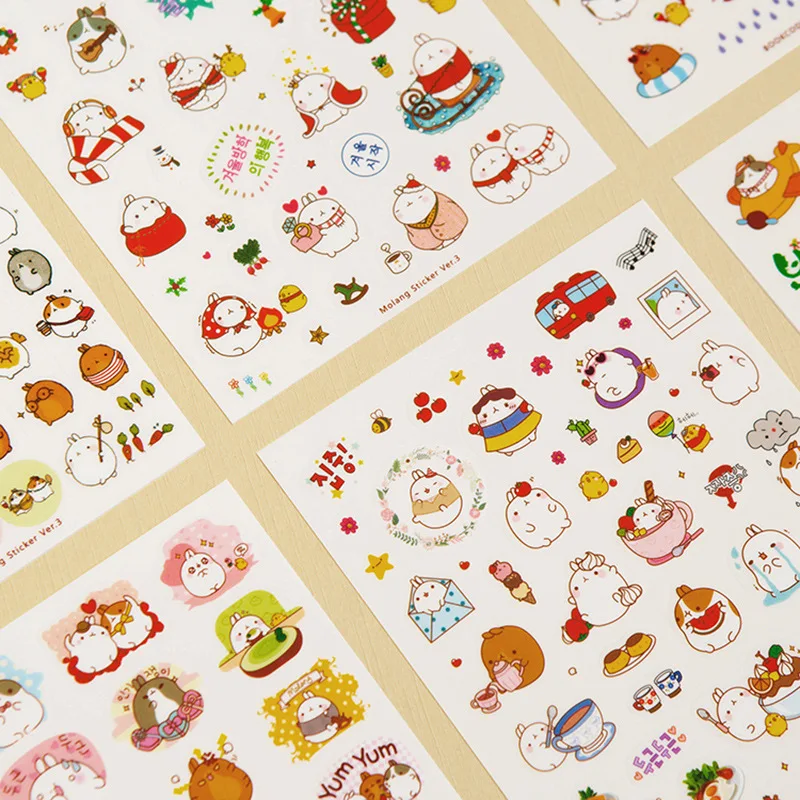 6 Sheets/set Cute fat Rabbit Decorative Sticker Diary Album Label Sticker DIY Scrapbooking Stationery Stickers Escolar