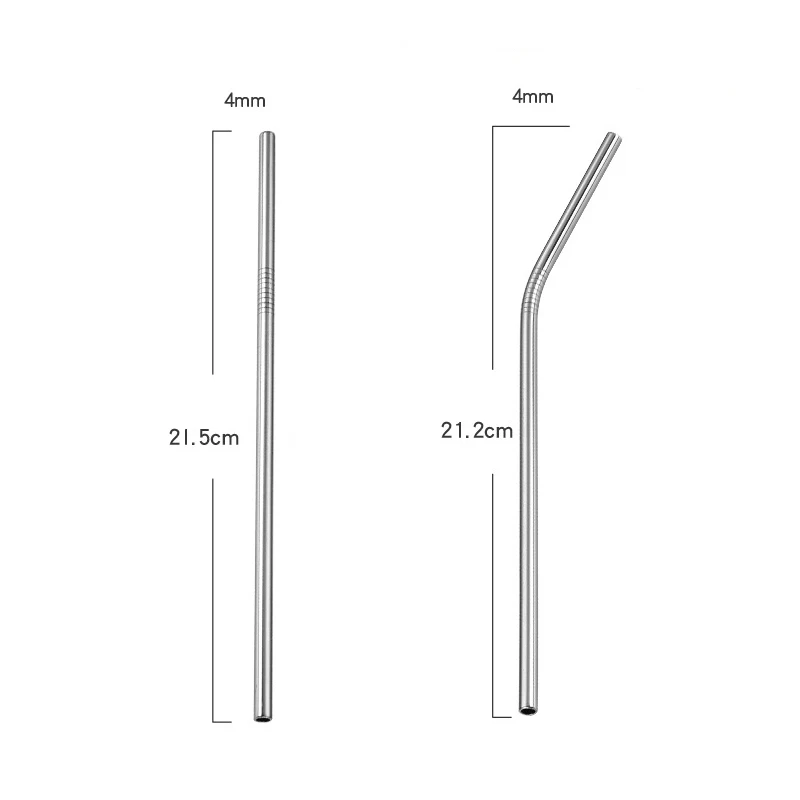 UPORS 4 stks/set Rvs Metalen Rietje Herbruikbare Stro met Cleaner Stro Borstel Metalen Stro Set Cocktail Accessoires