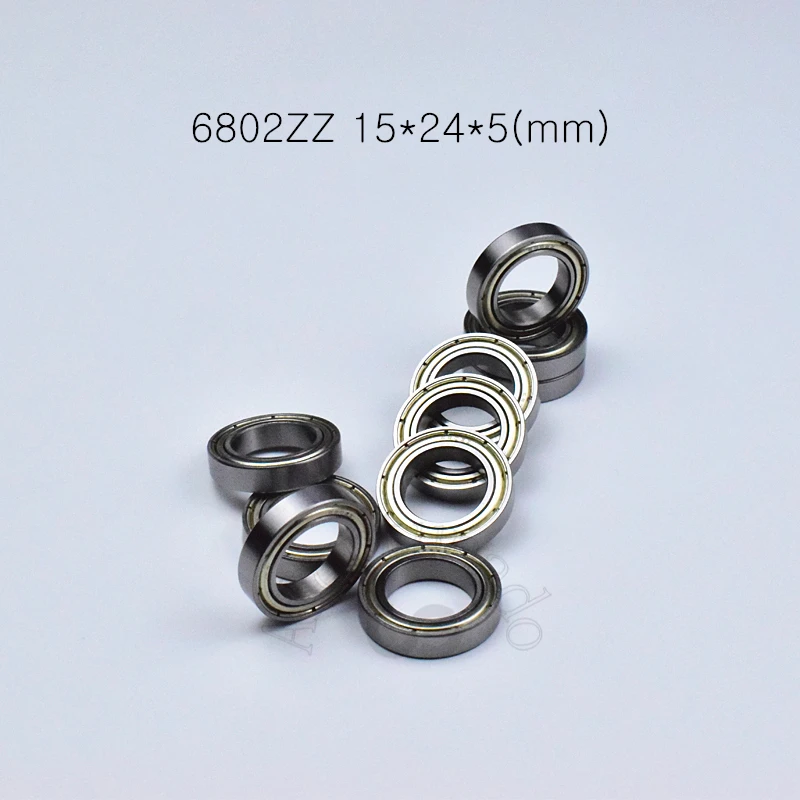 Bearing 10pcs 6802ZZ 15*24*5(mm) free shipping chrome steel Metal Sealed High speed Mechanical equipment parts