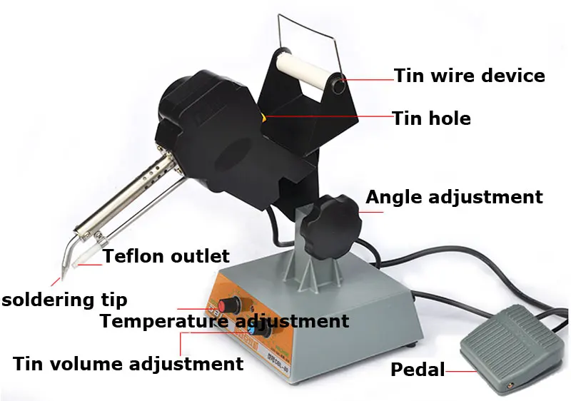 Imagem -05 - Pedal Máquina de Solda Automática Máquina Estanho Pistola de Solda Ajustável Termostática Estanho Máquina Alimentação Dbl80