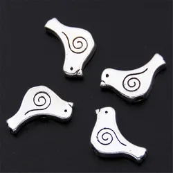 30pcs  Silver Color Bird Spacer Beads Charm For Jewelry Making A2448