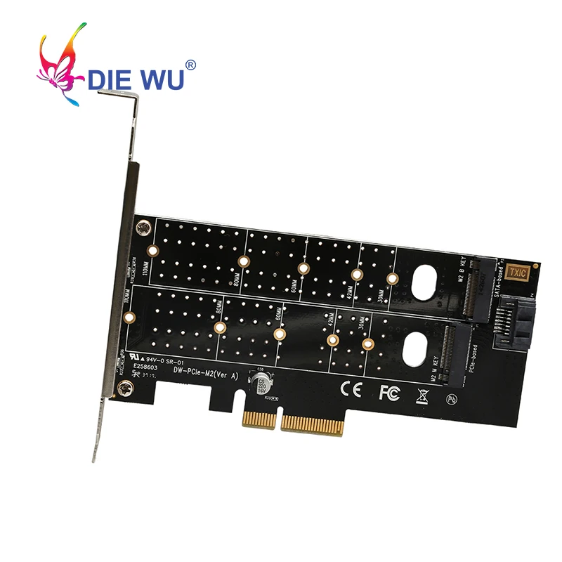 PCIe to M Key B Key SATA Port Expansion Converter Adapter PCI Express to M.2 NVMe SSD NGFF Riser Card Expansion Card TXB044