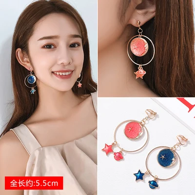 GRACE JUN Hot Sale Rhinestone Pearl Enamel Clip on Earrings for Women Fashion Party Prom Stuedent Style No Pierced Earrings