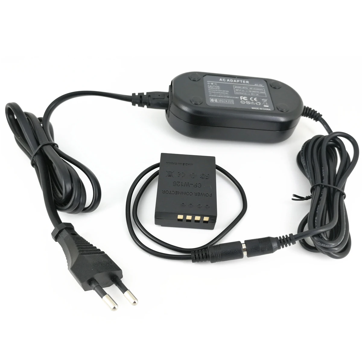 Adaptador de alimentação CA + acoplador DC de bateria fictícia W126 + plugue EUA/Reino Unido/AU/UE para adaptador de carregador Fujifilm Fuji AC-V9 como CP-W126 W126S