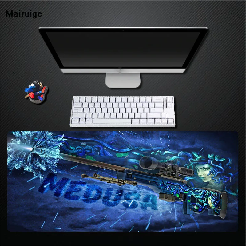 

Mairuige Printing CSGO AWP Weapon Non-slip Rubber Mouse Pad Blue Cool Desktop Pad Game Player Exclusive Durable Large Size Pad