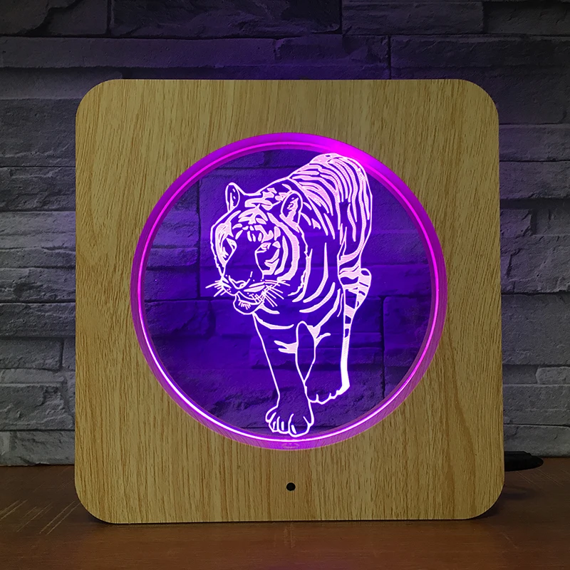 Tiger Animal Colors Home 3D LED Plastic Night Light DIY Customized Lamp Table Lamp Kids Colors Gift Home Decor DropShipping 2097