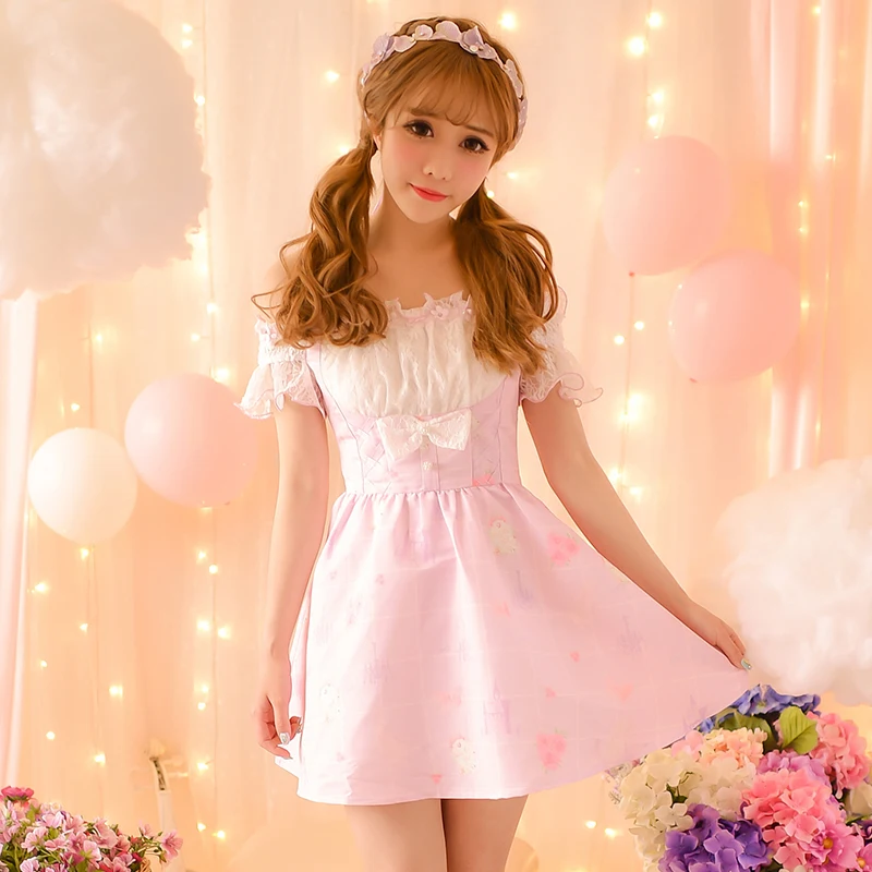 Princess sweet lolita dress Candy rain 2016 summer new sweet summer dress small fresh collar Strapless children C16AB6072