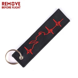 Fashion Biker Heartbeat Keychain for Motorcycles and Cars OEM Key Chains Embroidery Key Fobs Jewelry Fashionable Chain Keychain