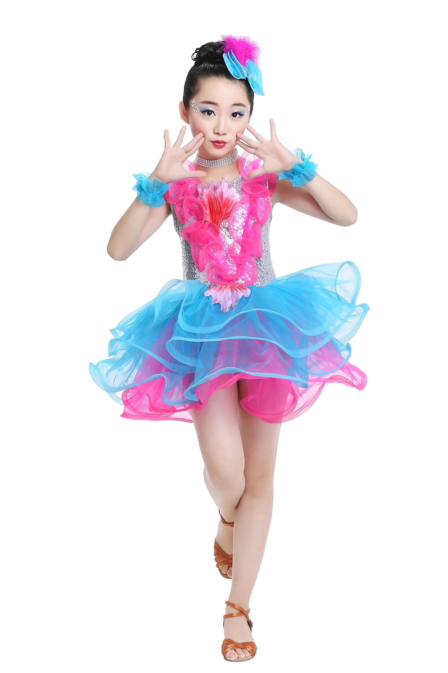 Children's costumes sequined tutu skirt latin dance girls princess nursery modern jazz dance performance clothing