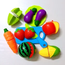 Brinquedo de cozinha de plástico para cortar fruta e vegetais, brinquedo educativo para crianças